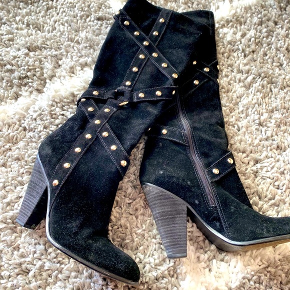 Carlos Santana suede studded knee high boots - Picture 2 of 3
